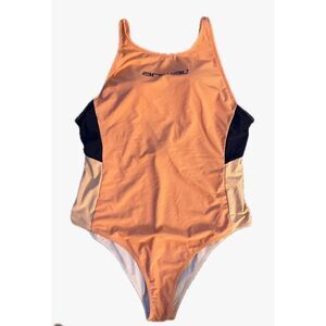 Animal Orange Dreamsicle Blue One Piece Swimsuit - Size 12, Retro Surf Style